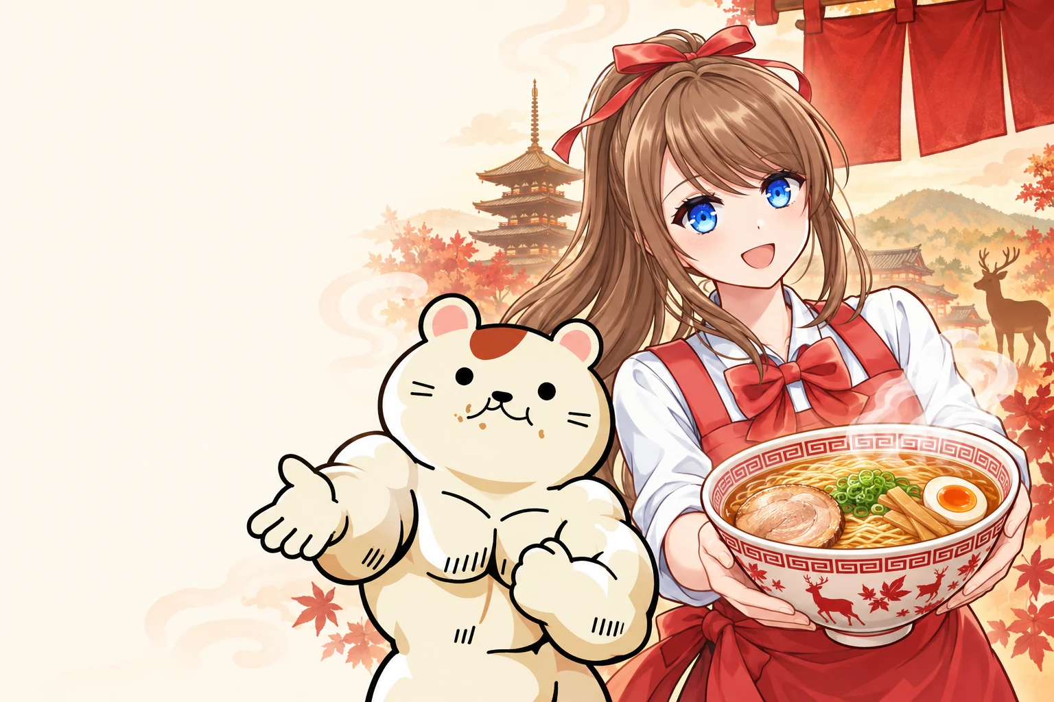 奈良のラーメンを案内するハムケンと大迫さん